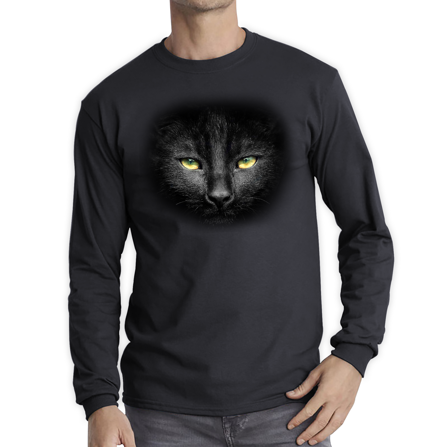 Black Cat Yellow Eyes T Shirt