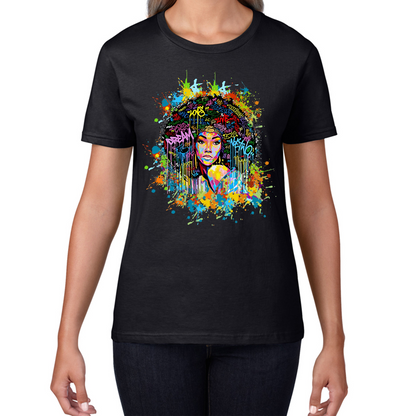 Modern Art Explosive Afro Hairstyle African Women Ladies T Shirt