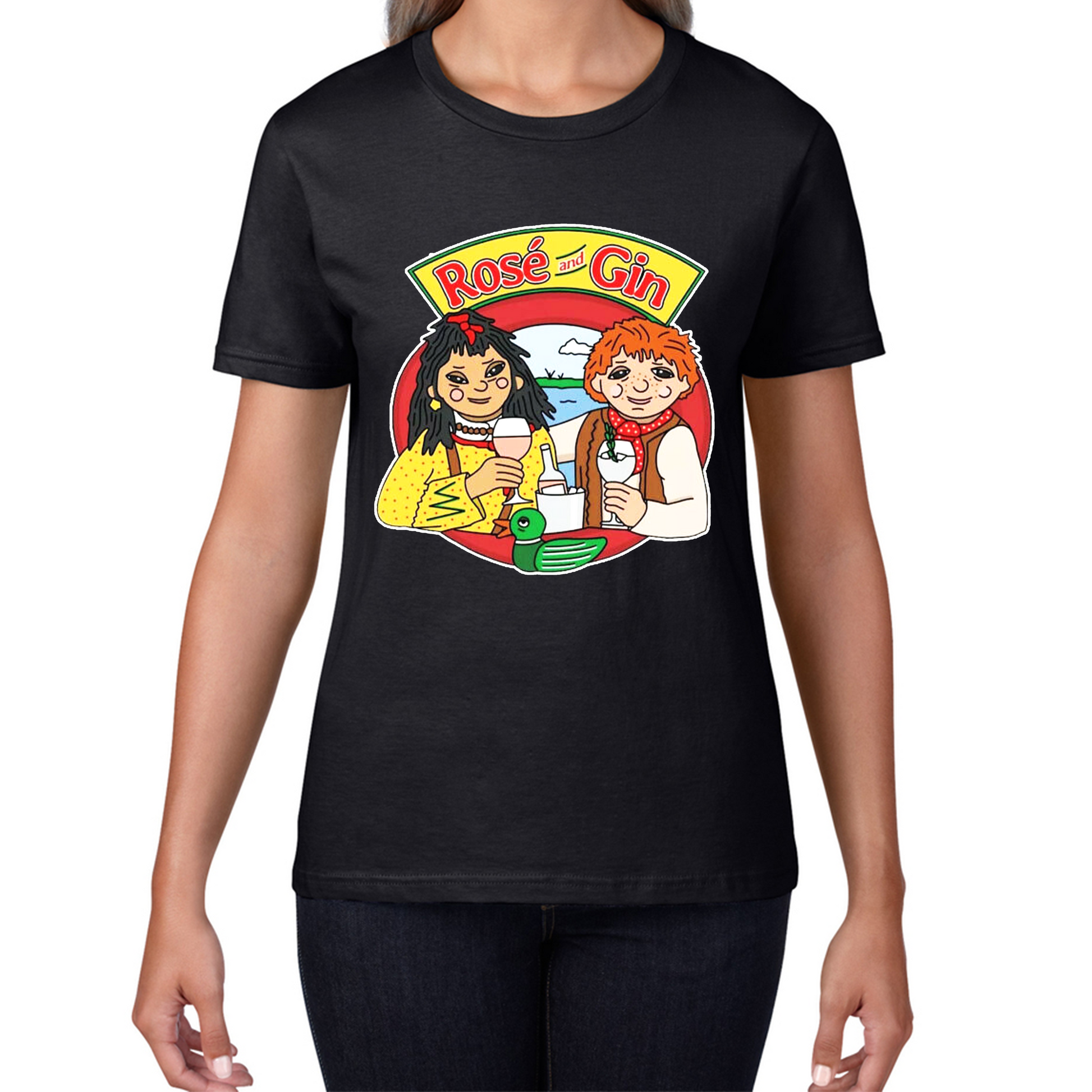 Rosé and Gin Funny 90's TV Show Rosie and Jim Boat Wine T Shirt