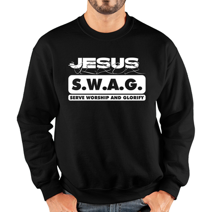 Jesus SWAG Serve Worship and Glorify Faith Religious Christian Jesus Swag Unisex Sweatshirt