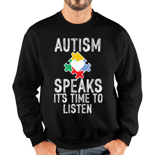 Autism Speaks It's Time To Listen Puzzle Piece Sweatshirt