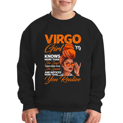 Virgo Girl Knows More Than Think More Than Horoscope Zodiac Astrological Sign Birthday Kids Jumper