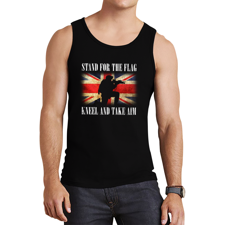 Stand For The Flag Kneel And Take Aim British Veteran Tank Top