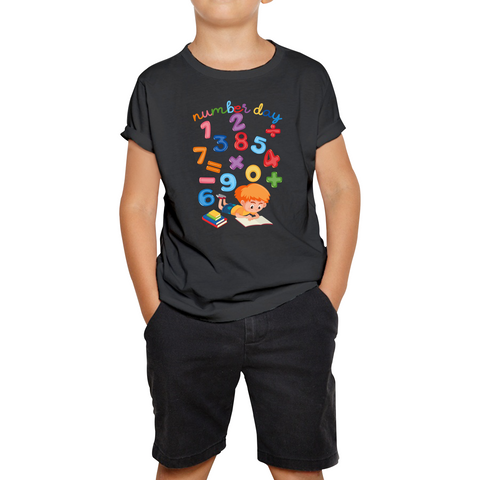 Numbers Day Colourful Numbers Maths Day School Charity Day Mathletics Kids Tee