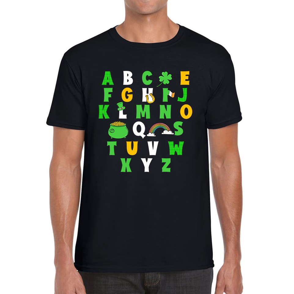 St Patrick's Day Alphabet Letters Alphabet A - Z Shamrock Alphabet St Paddy's Letters Mens Tee Top