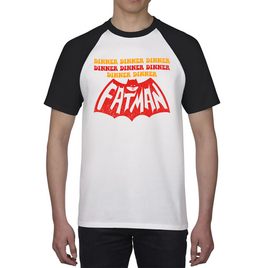 Dinner Dinner Fatman Raglan Shirt Superhero Batman Inspired Funny Novelty Comic Parody Baseball T Shirt