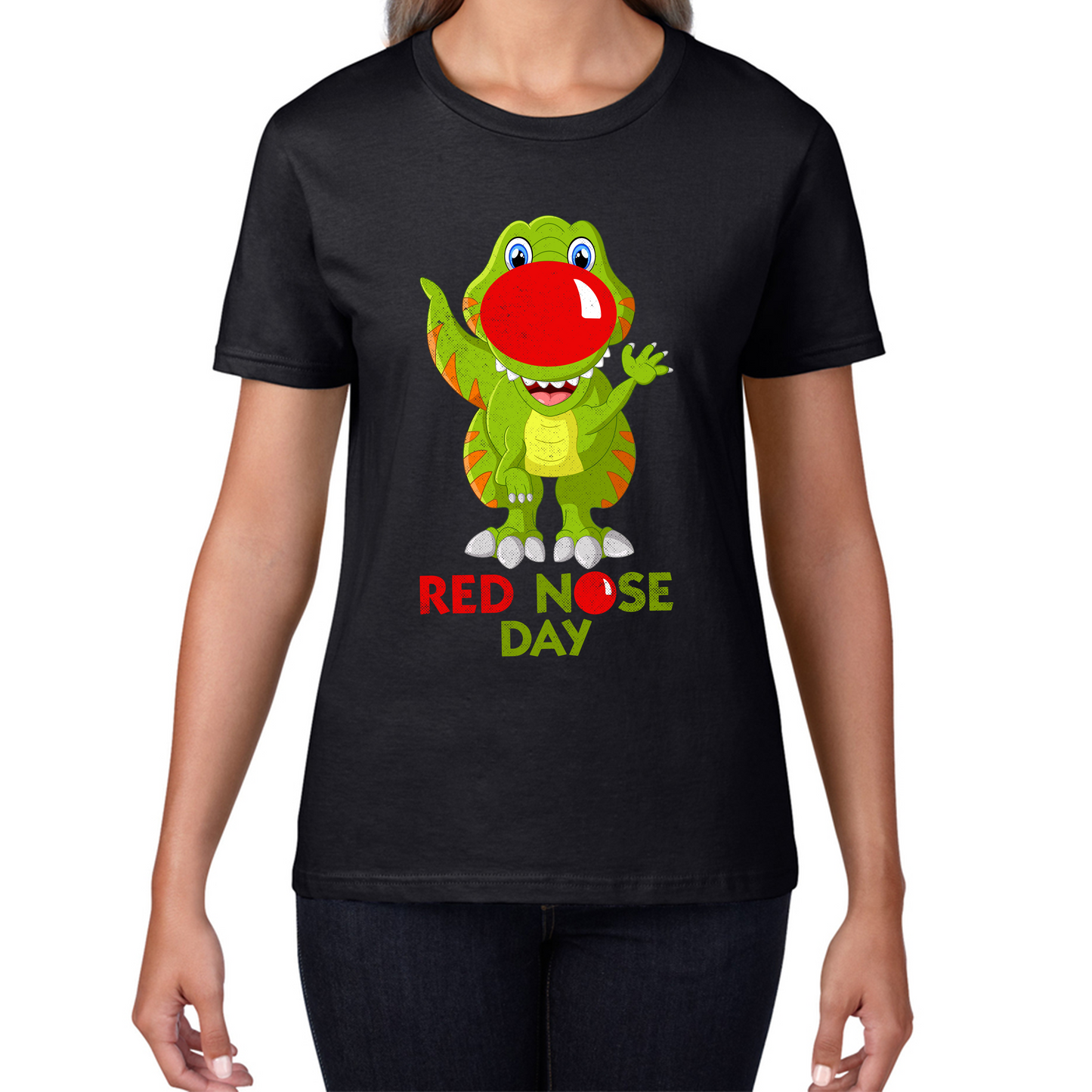 Funny Dinosaur Red Nose Day T Shirt