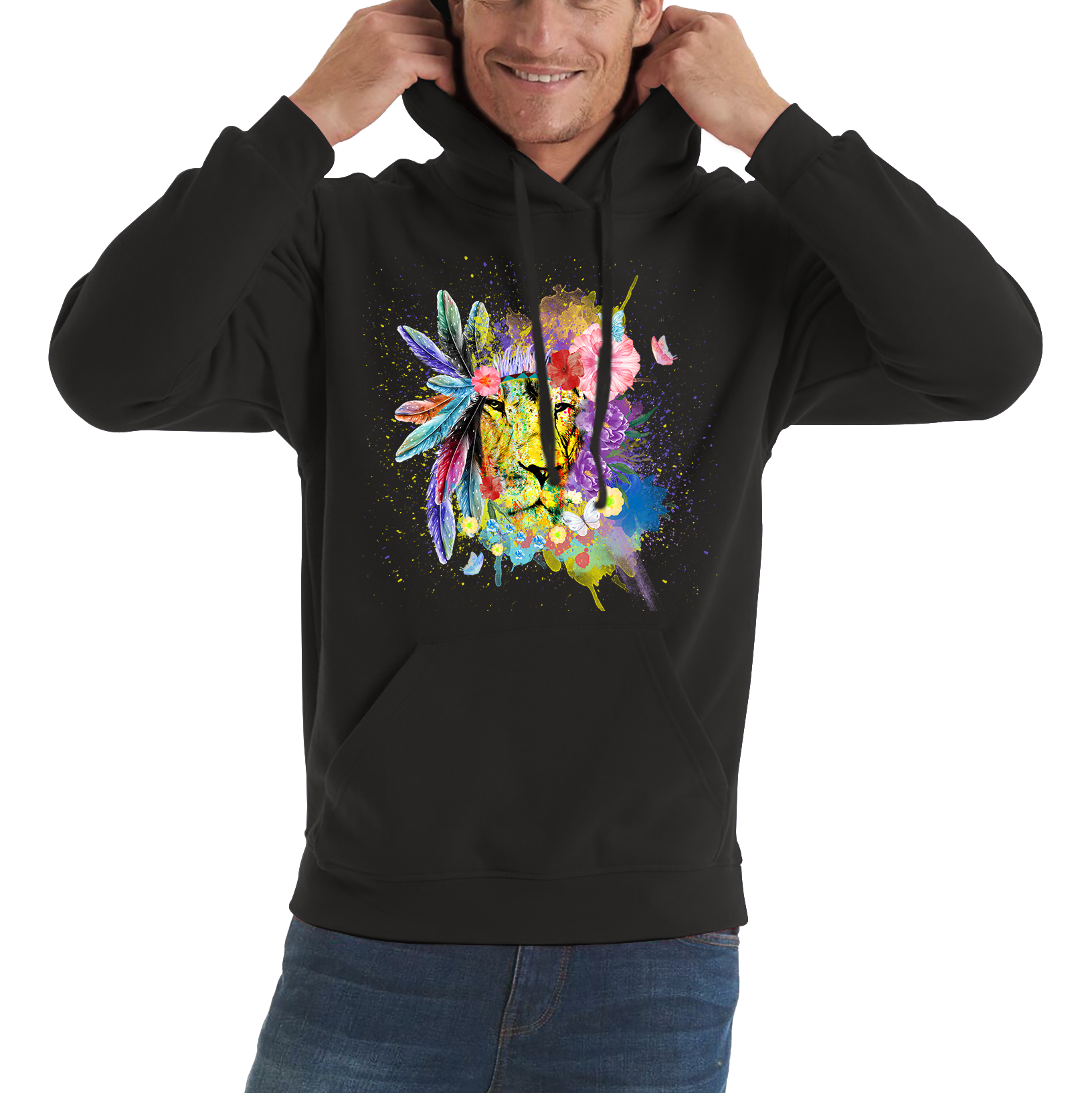 Colorful Lion Face Bohemian Hoodie