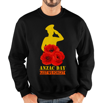 Anzac Day Lest We Forget Poppy Flowers British Veteran Sweatshirt