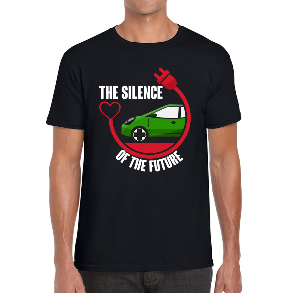 The Silence Of the Future Funny Heart Electric Futuristic Car Mens Tee Top