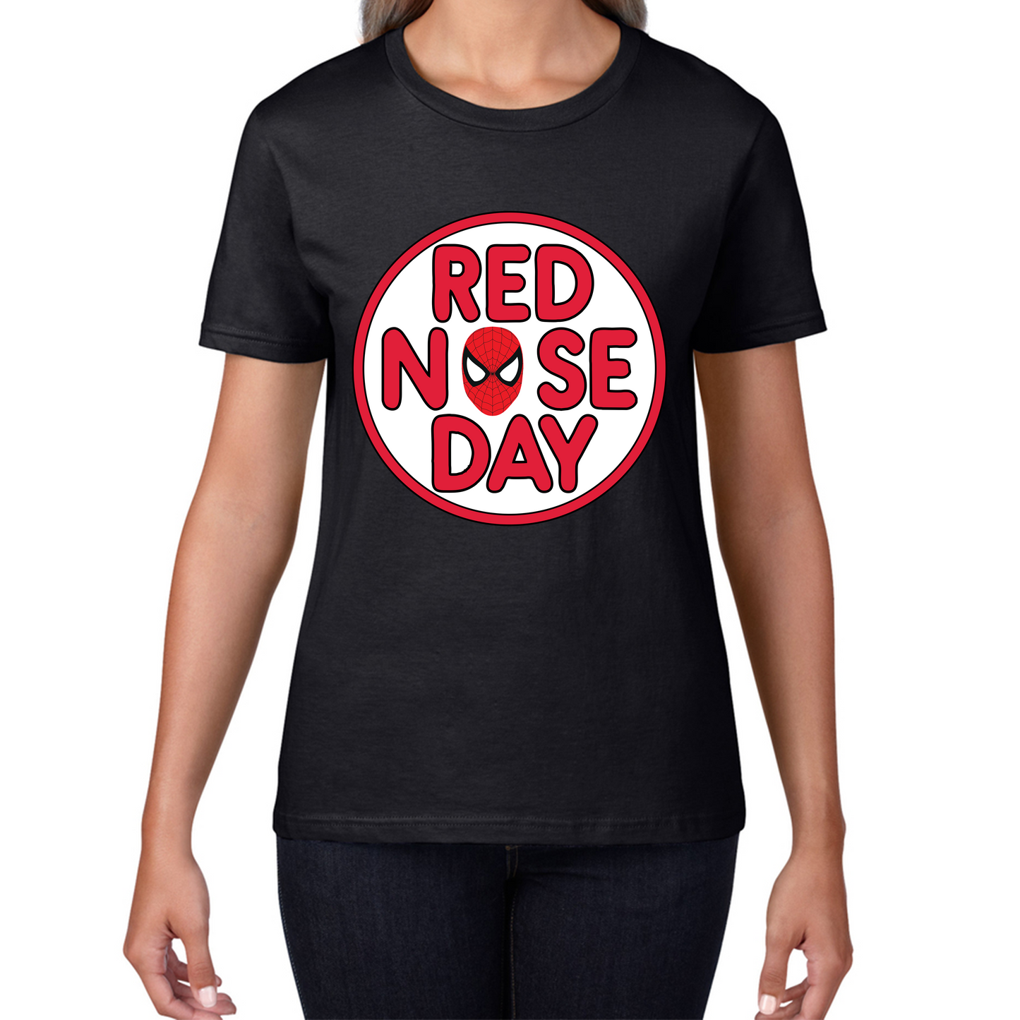 Spiderman Face Red Nose Day T Shirt