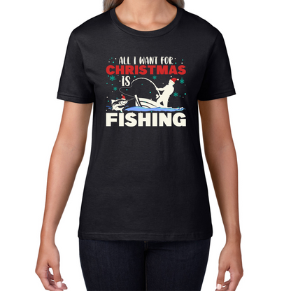 fishing christmas womens t shirt