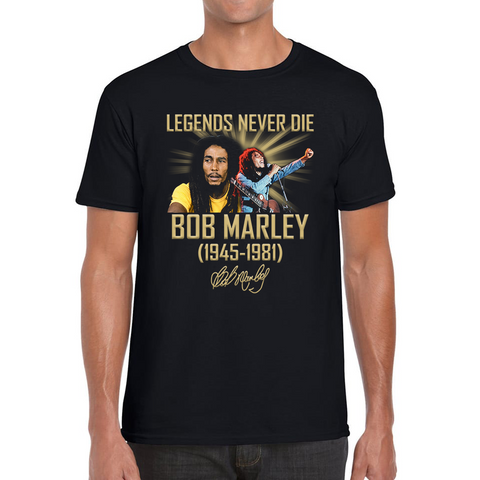 Bob Marley Legends Never Die (1945-1987) T-Shirt