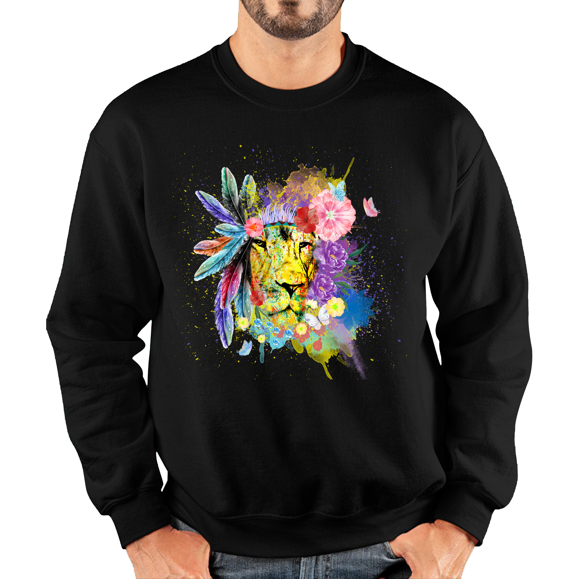 Colorful Lion Face Bohemian Sweatshirt