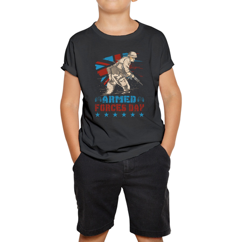 Armed Forces Day British Veteran Armed Forces Anzac Day Lest We Forget Uk Flag Kids Tee