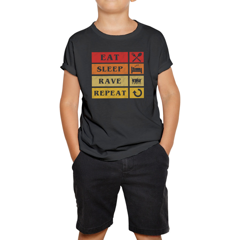 Eat Sleep Rave Repeat Funny Music Lover, Party Lover Kids Tee