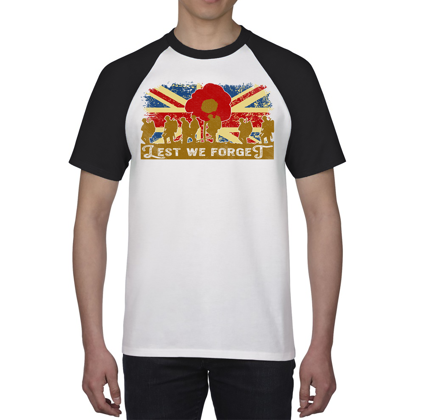 Lest We Forget Poppy Anzac Day Baseball T Shirt