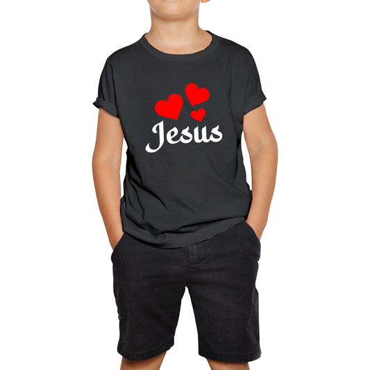 Love Jesus Hearts Jesus Christ Christians Religious Spirituality Believe Kids Tee