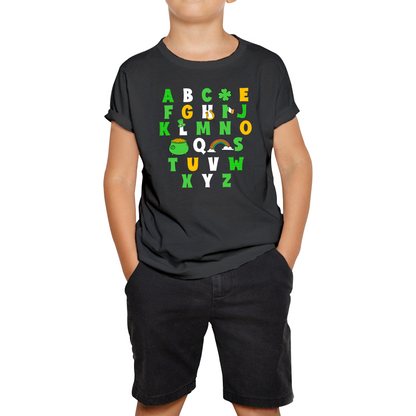 St Patrick's Day Alphabet Letters Alphabet A - Z Shamrock Alphabet St Paddy's Letters Kids Tee