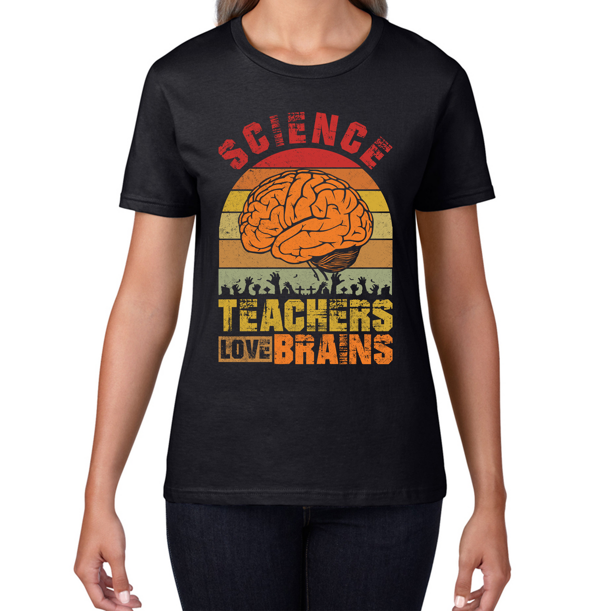 Science Teachers Love Brains Zombies Funny T Shirt