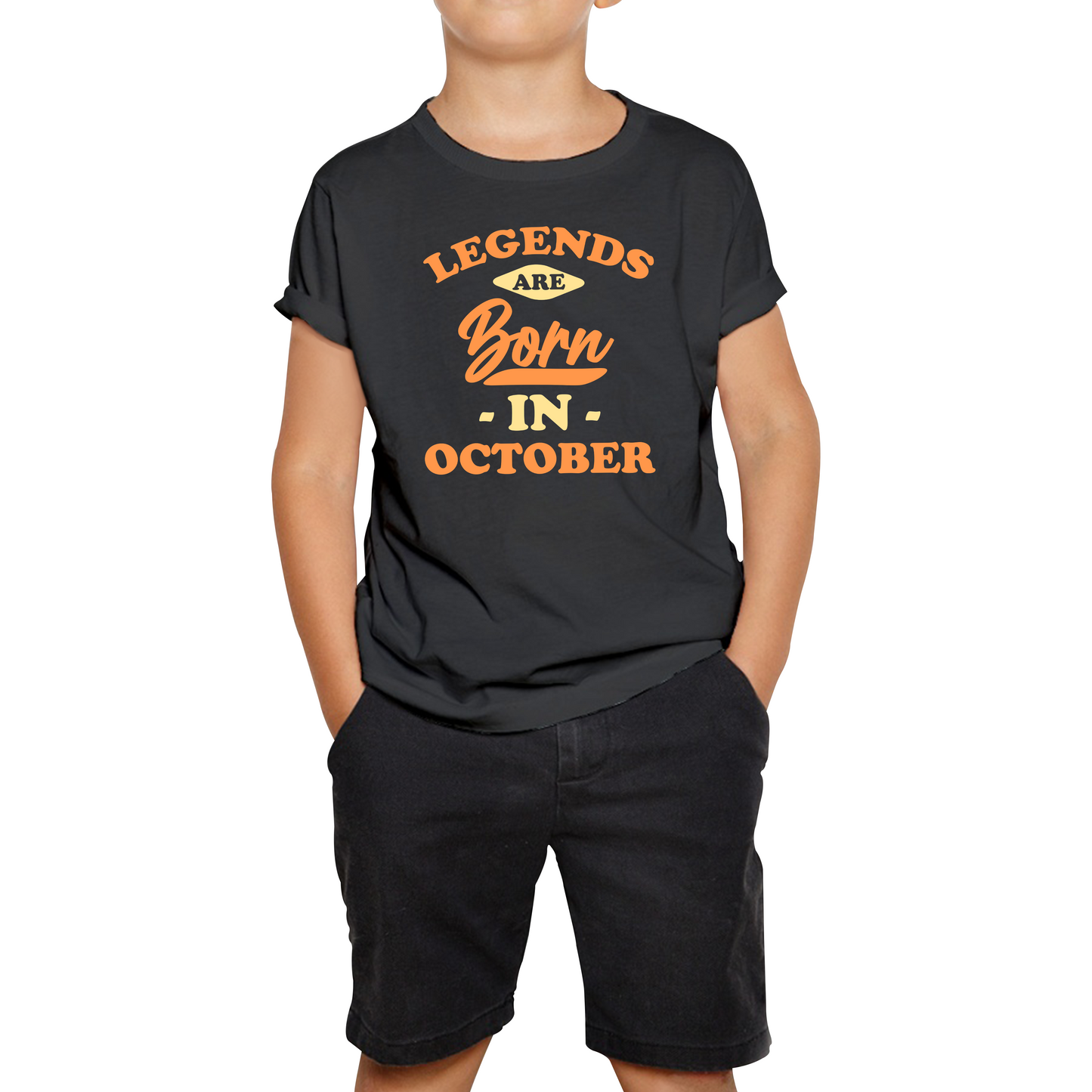 Legends Are Born In October Funny October Birthday Month Novelty Slogan Kids Tee