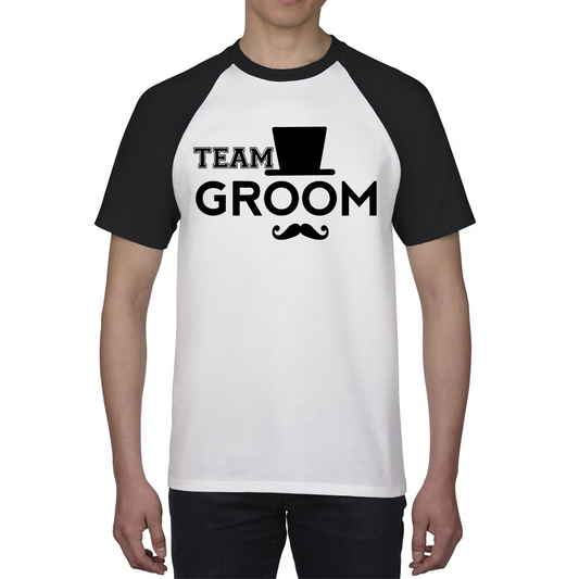 Team Groom Moustache Stage Party Funny Wedding Engagement Groom Stage Parties Baseball T Shirt