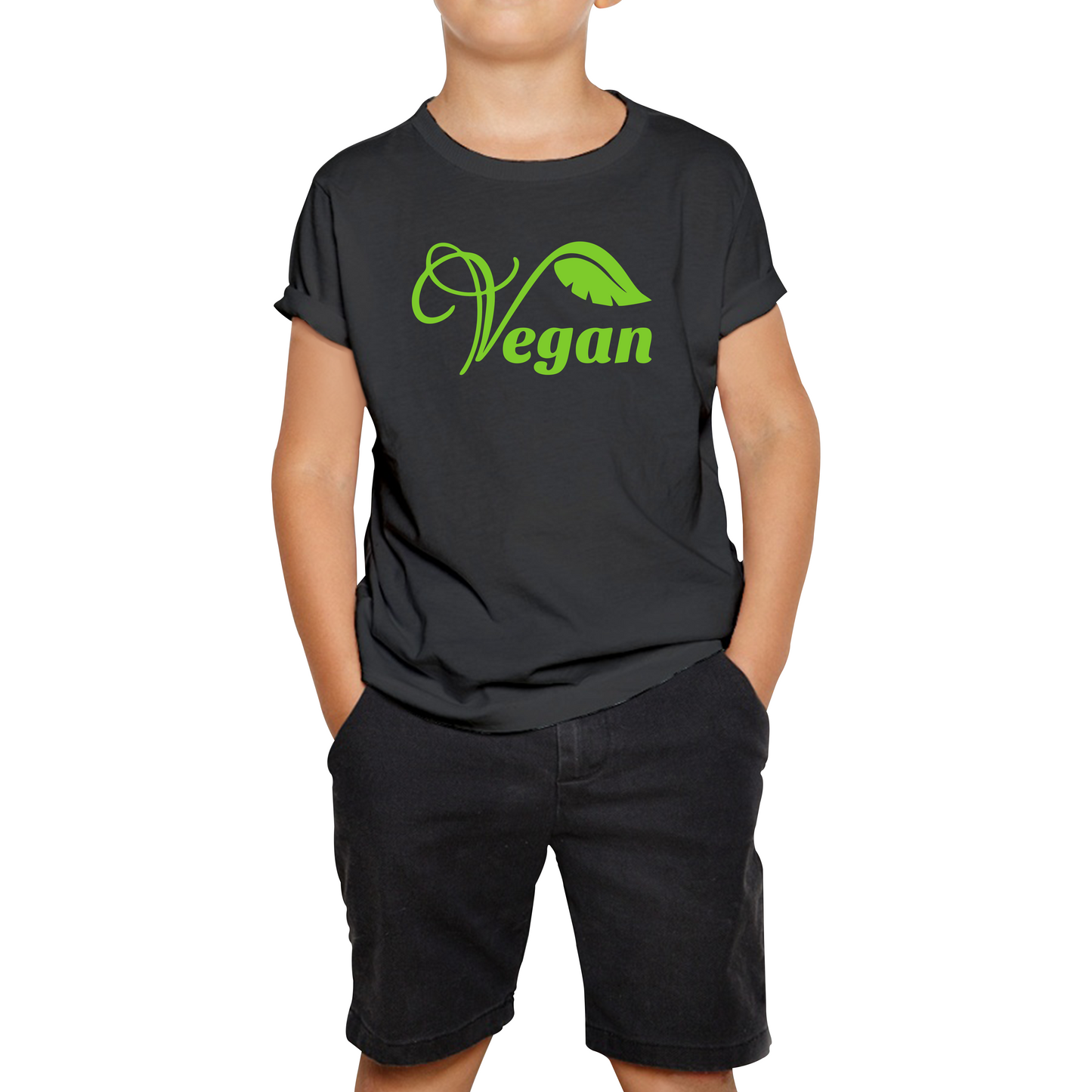 Vegan Logo Green V Leaf T Shirt