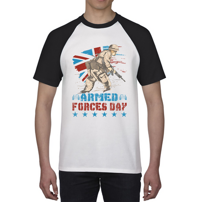 Armed Forces Day British Veteran Armed Forces Anzac Day Lest We Forget Uk Flag Baseball T Shirt