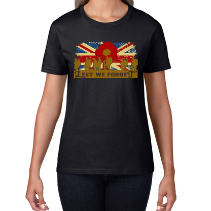 Lest We Forget Poppy Flower Anzac Day British Armed Forces T Shirt