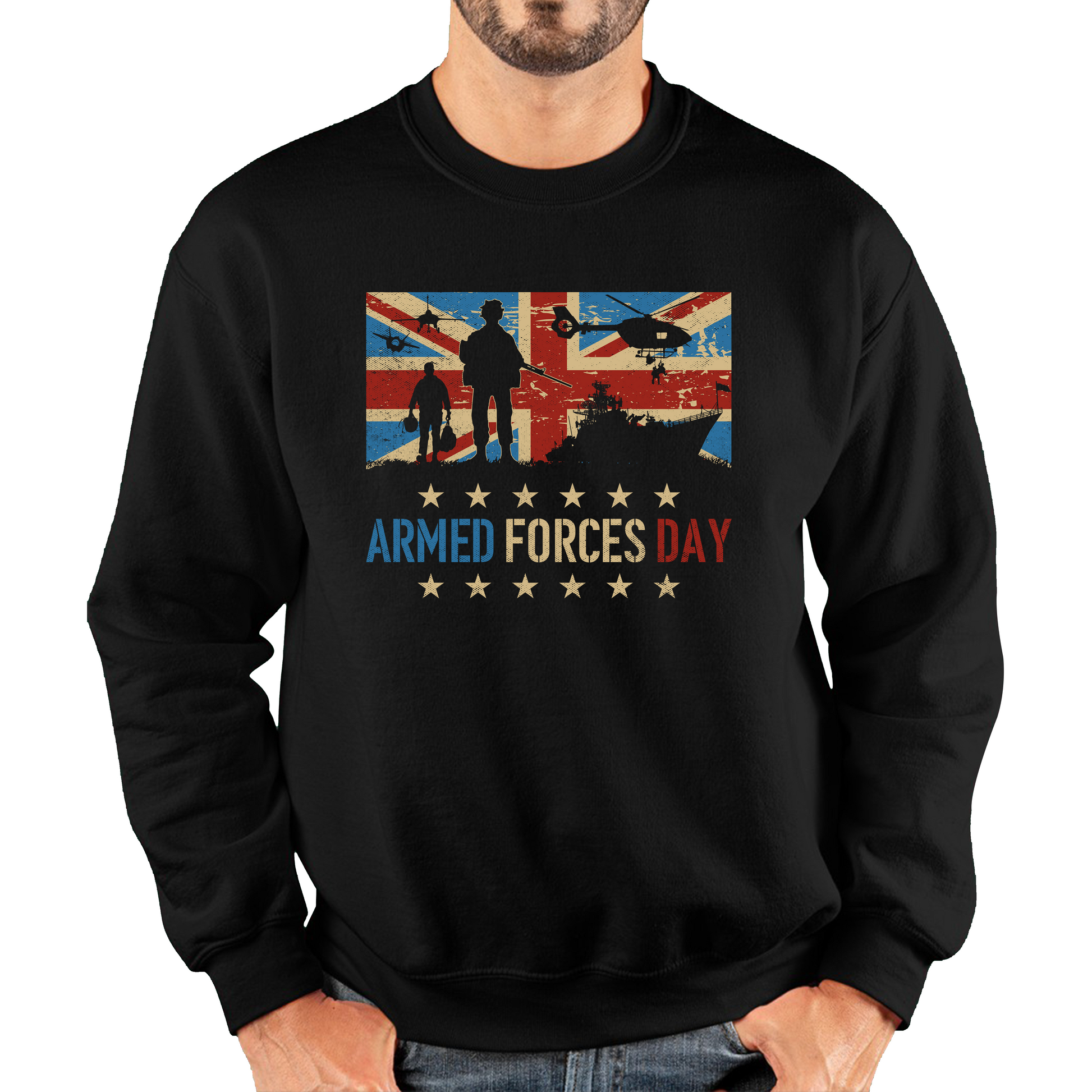 Army Navy Air Force British Veterans Armed Forces D-Day Sweatshirt