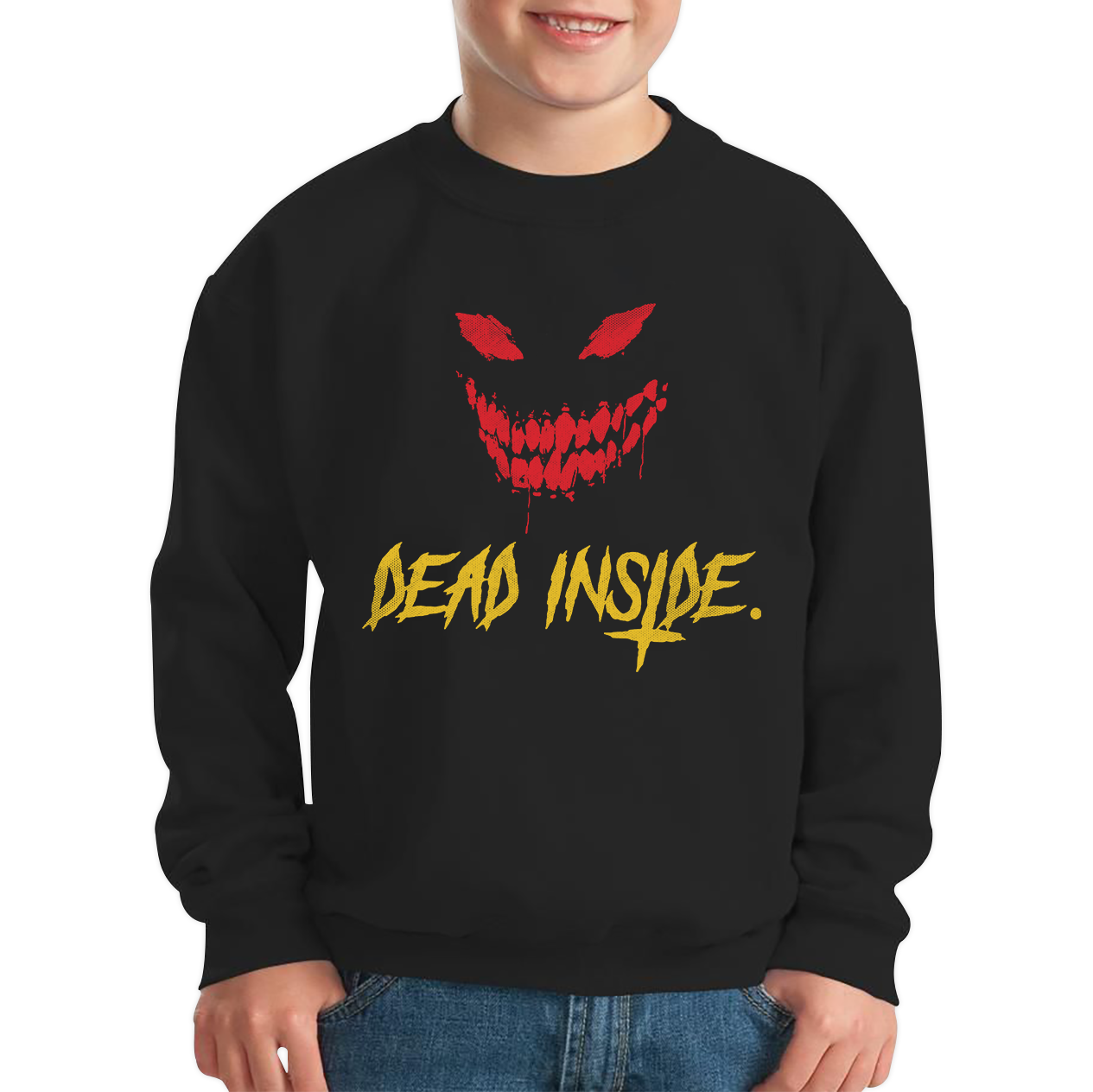 Dead Inside Scary and Horror Face Scary Skull Face Kids Jumper