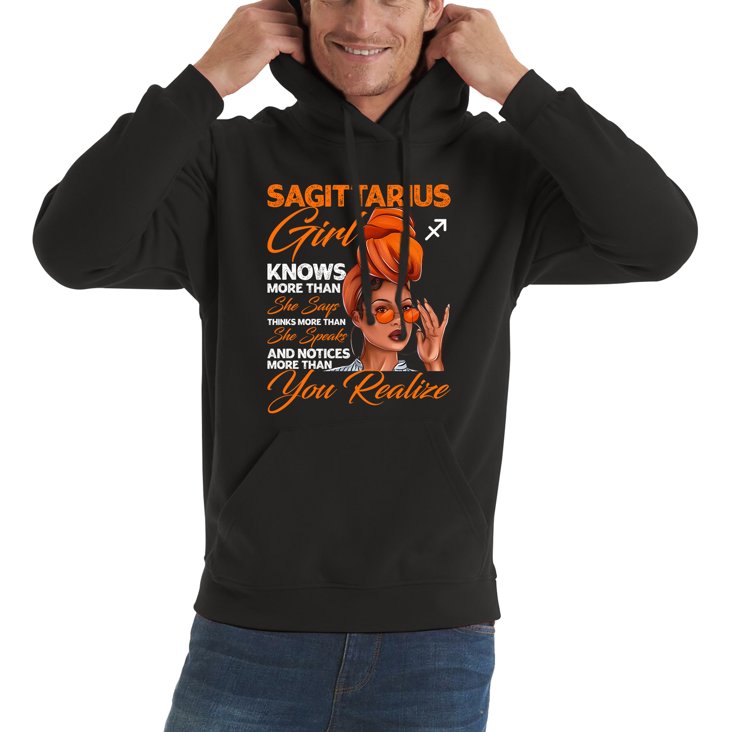 Sagittarius Girl Knows More Than Think More Than Horoscope Zodiac Astrological Sign Birthday Unisex Hoodie