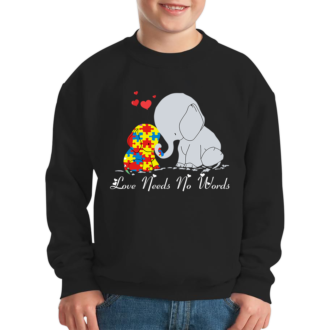 Love Needs No Words Elephant Autism Awareness Sweatshirt