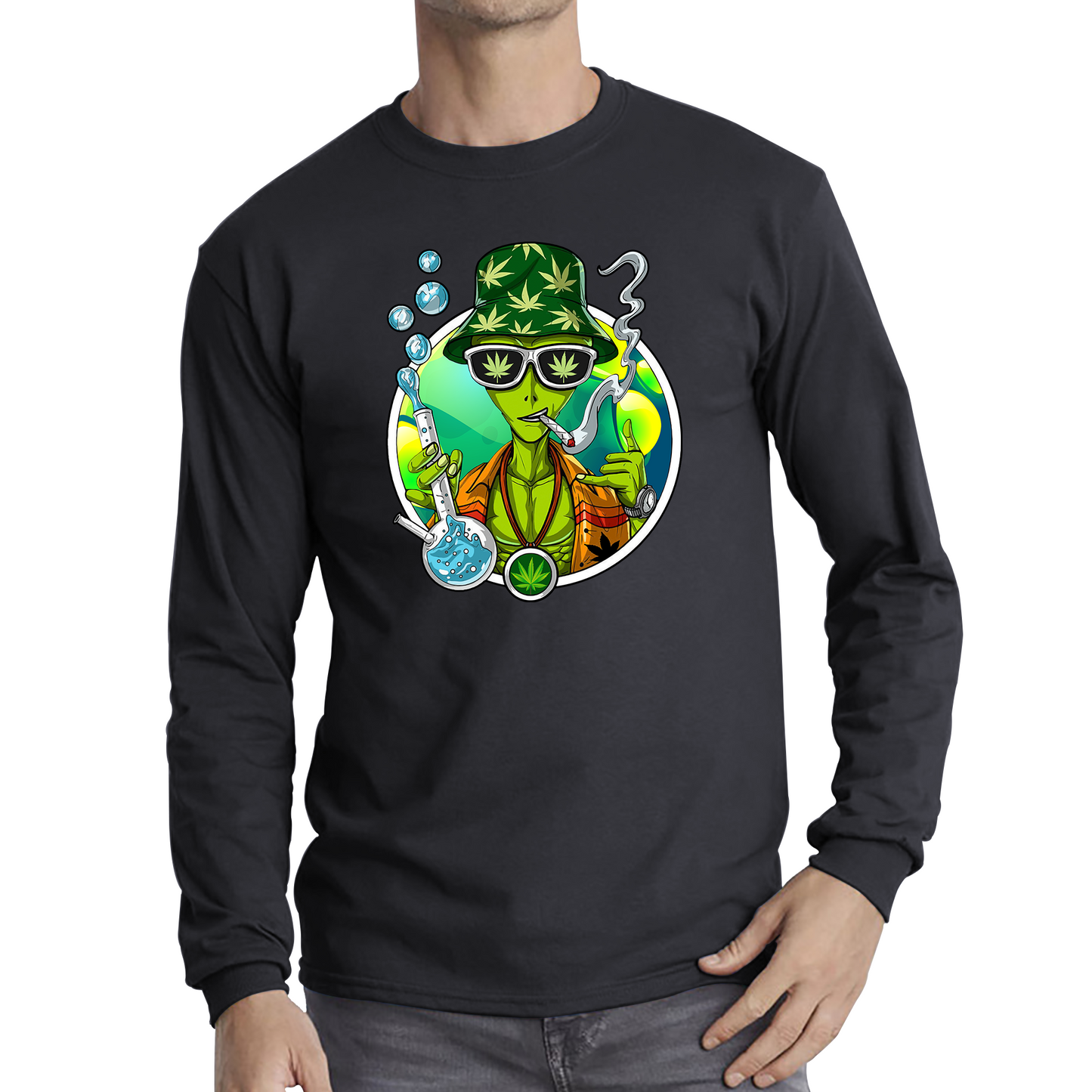 Alien Stoner Smoking Funny T Shirt