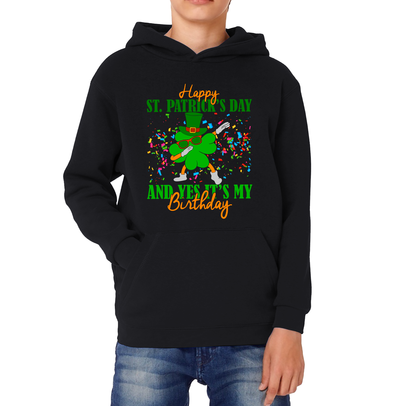 Happy St. Patrick's Day And Yes It's My Birthday Dabbing Shamrock Dab Irish Festival Kids Hoodie