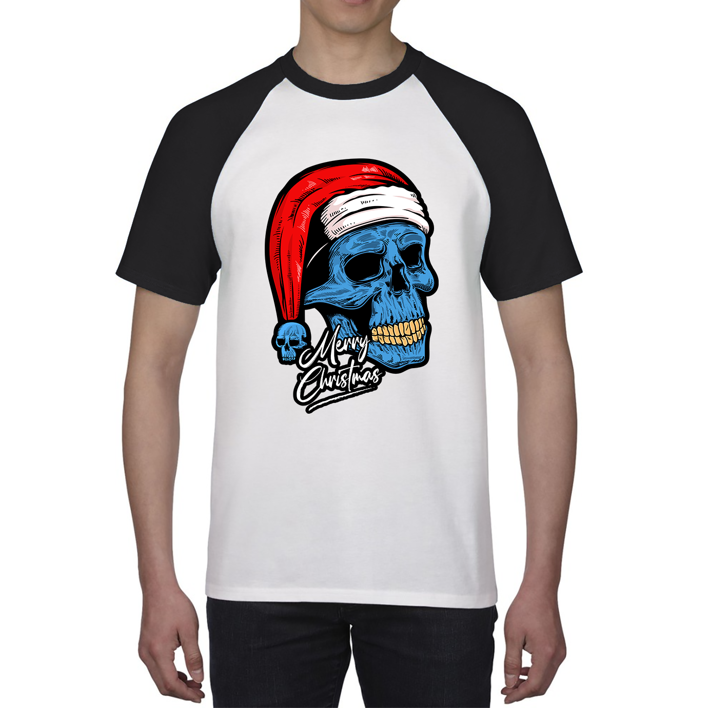 santa skull baseball t shirt