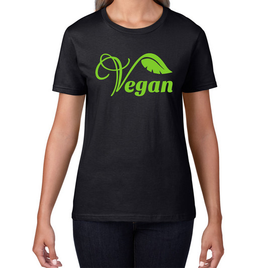 Vegan Logo Green V Leaf T Shirt