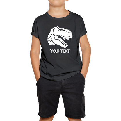 Personalised Dinosaur T-Rex Roaring Face Your Text Tyrannosaurus Rex Dino Kids Tee