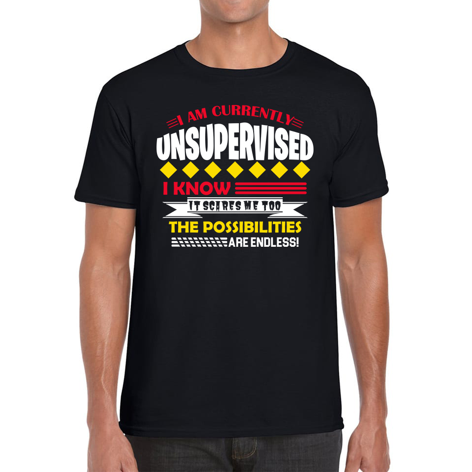 I Am Currently Unsupervised I Know It Scares Me Too But The Possibilities Are Endless T Shirt