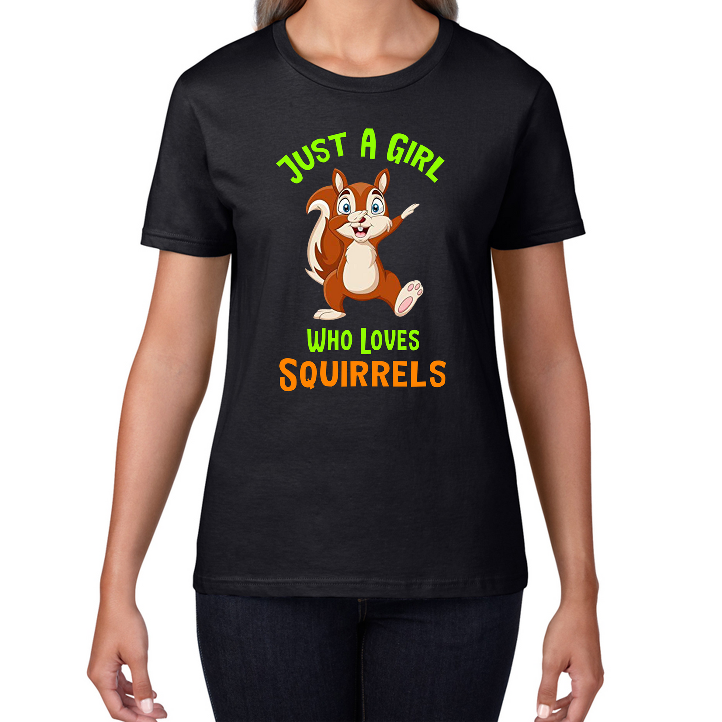 Just A Girl Who Loves Squirrels Funny Squirrel Dab Dancing Ladies T Shirt