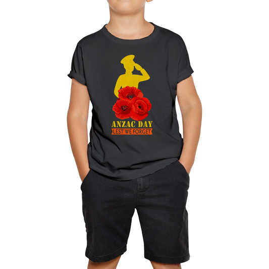 Anzac Day Lest We Forget Poppy Flowers British Veteran T Shirt