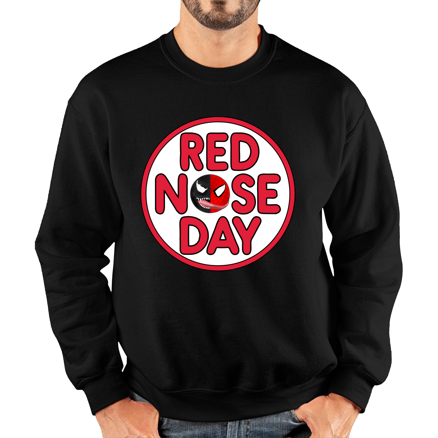 Marvel Venom Spider-man Red Nose Day Sweatshirt. 