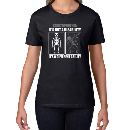 Schizophrenia It's Not A Disability It's A Different Ability Skull Dab Dancing Funny Joke T Shirt