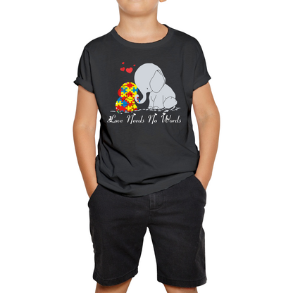 Love Needs No Words Elephant Autism Awareness T Shirt