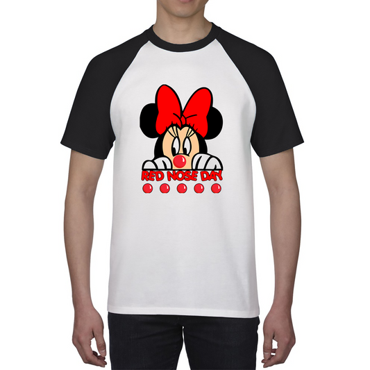 Disney Minnie Mouse Red Nose Day Baseball T Shirt. 50% Goes To Charity