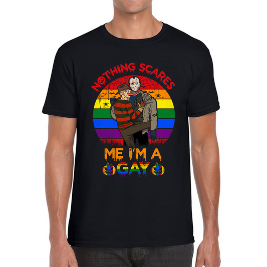 Nothing Scares Me I'm A Gay Pride LGBT Jason Voorhees Freddy Krueger T Shirt