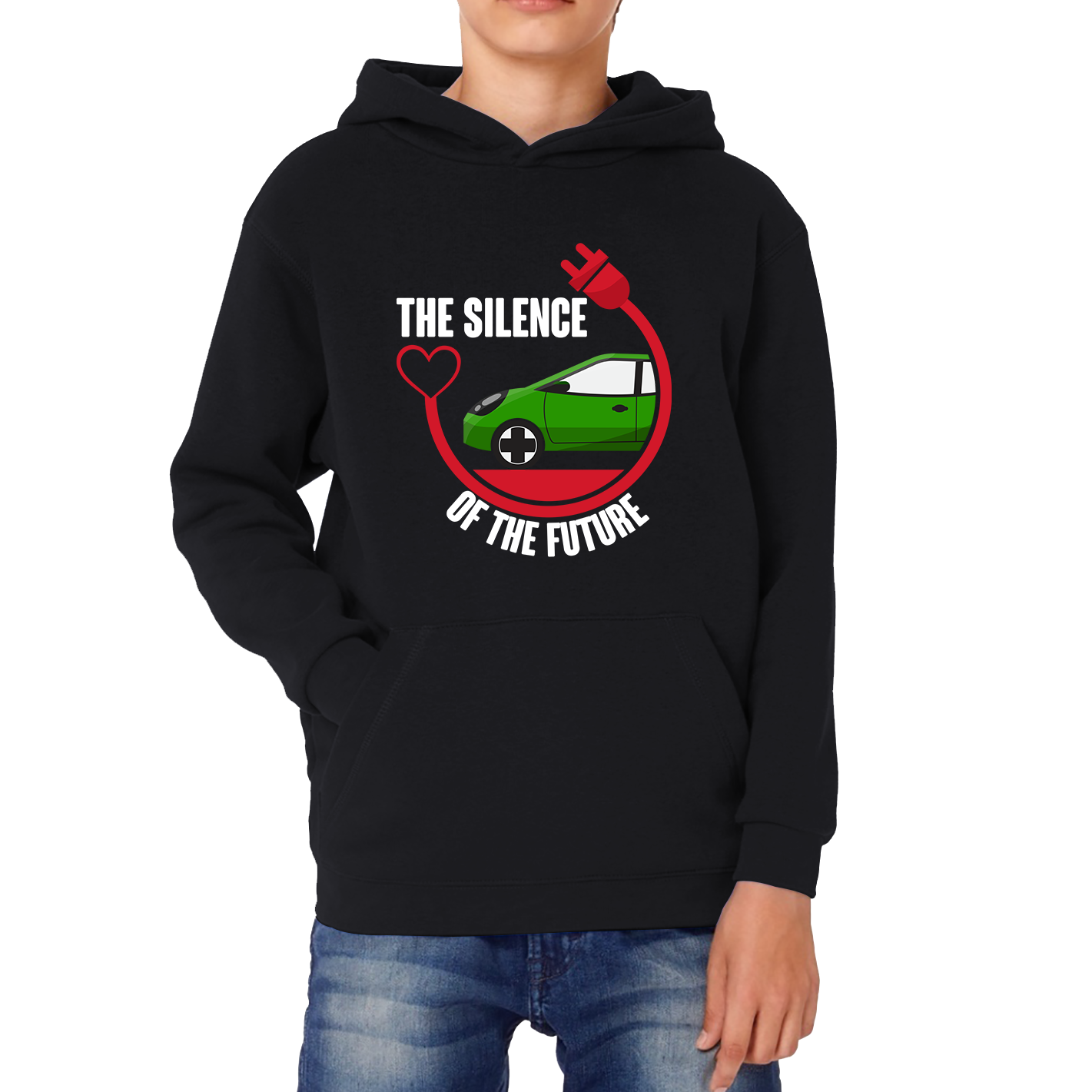 The Silence Of the Future Funny Heart Electric Futuristic Car Kids Hoodie