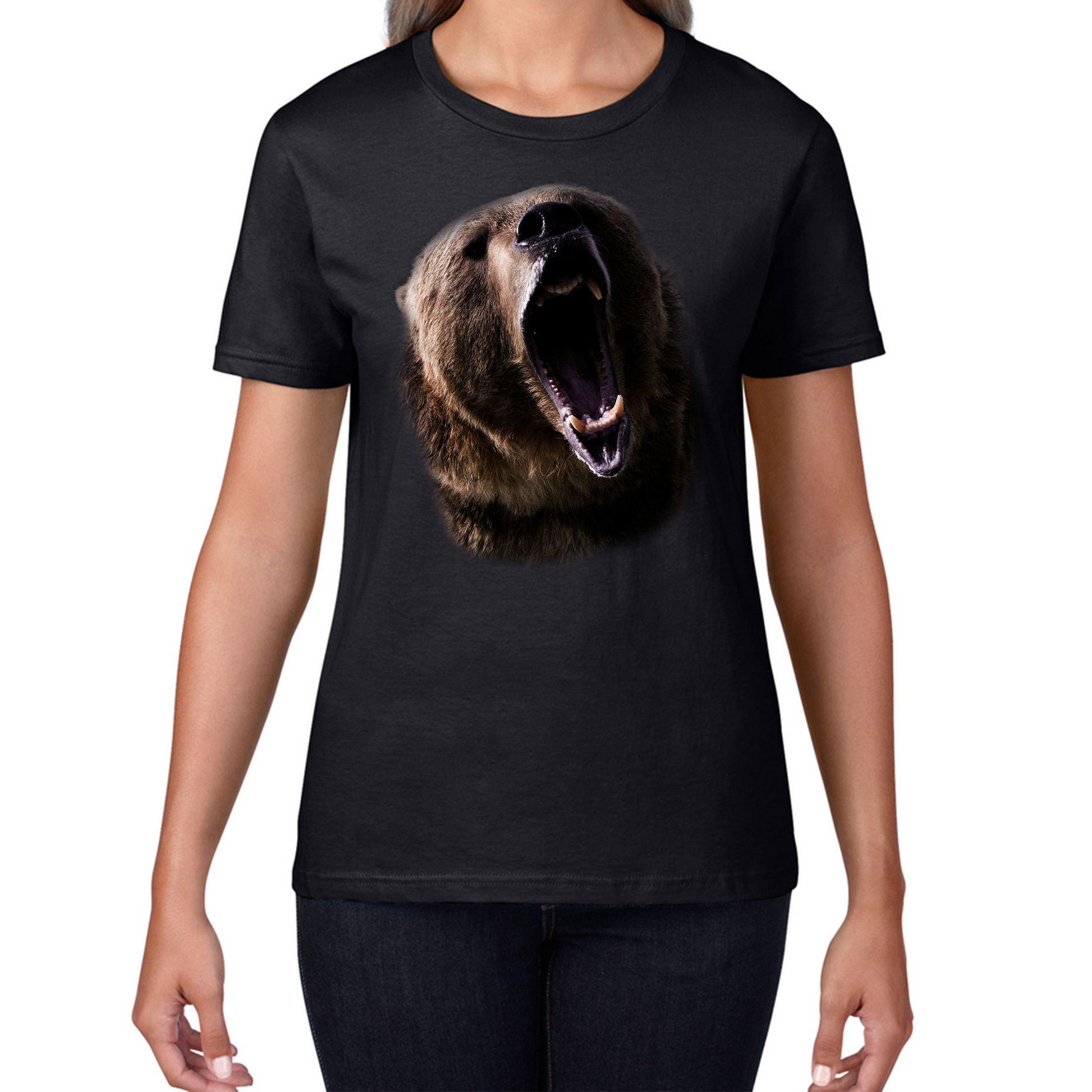 Grizzly Bear Roaring Face T Shirt