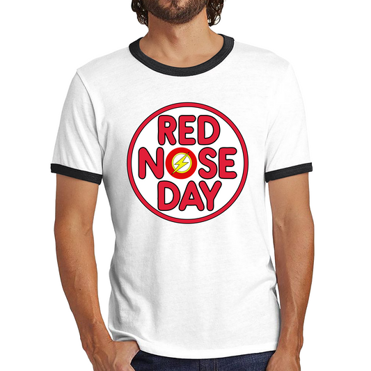 Flash Wally West Red Nose Day Ringer T Shirt. 50% Goes To Charity