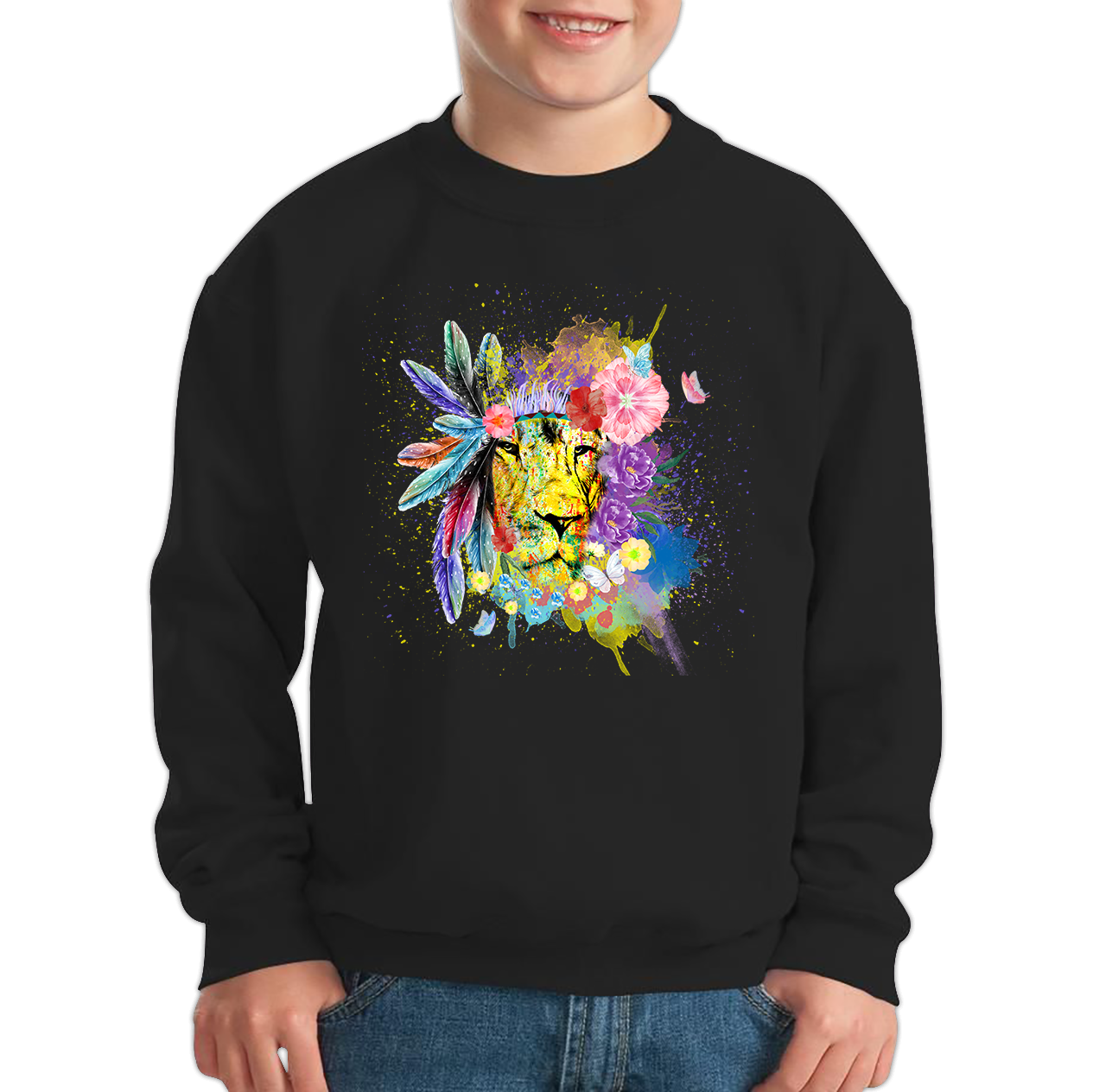 Colorful Lion Face Bohemian Sweatshirt